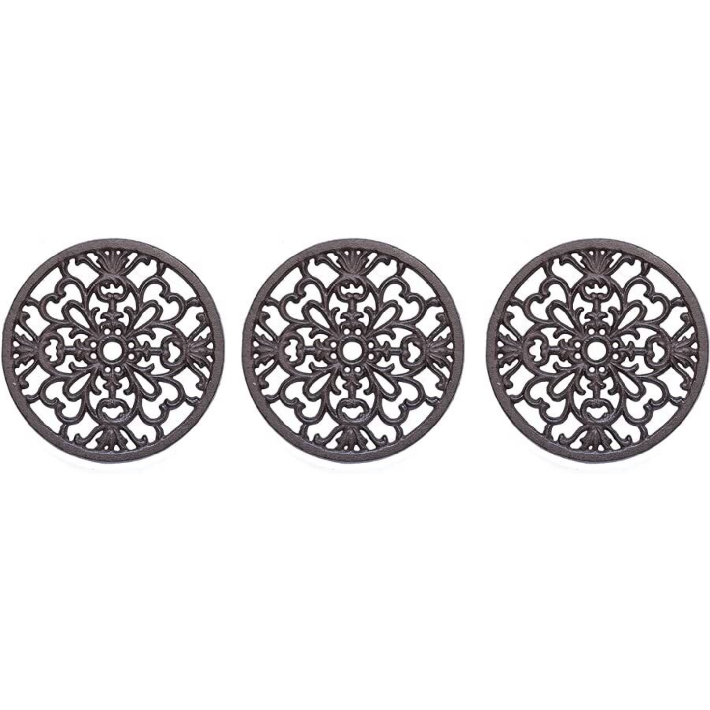 3Pc Round Trivet Tea Pot Pan Stand Dining Kitchen Worktop Protection Cast Iron