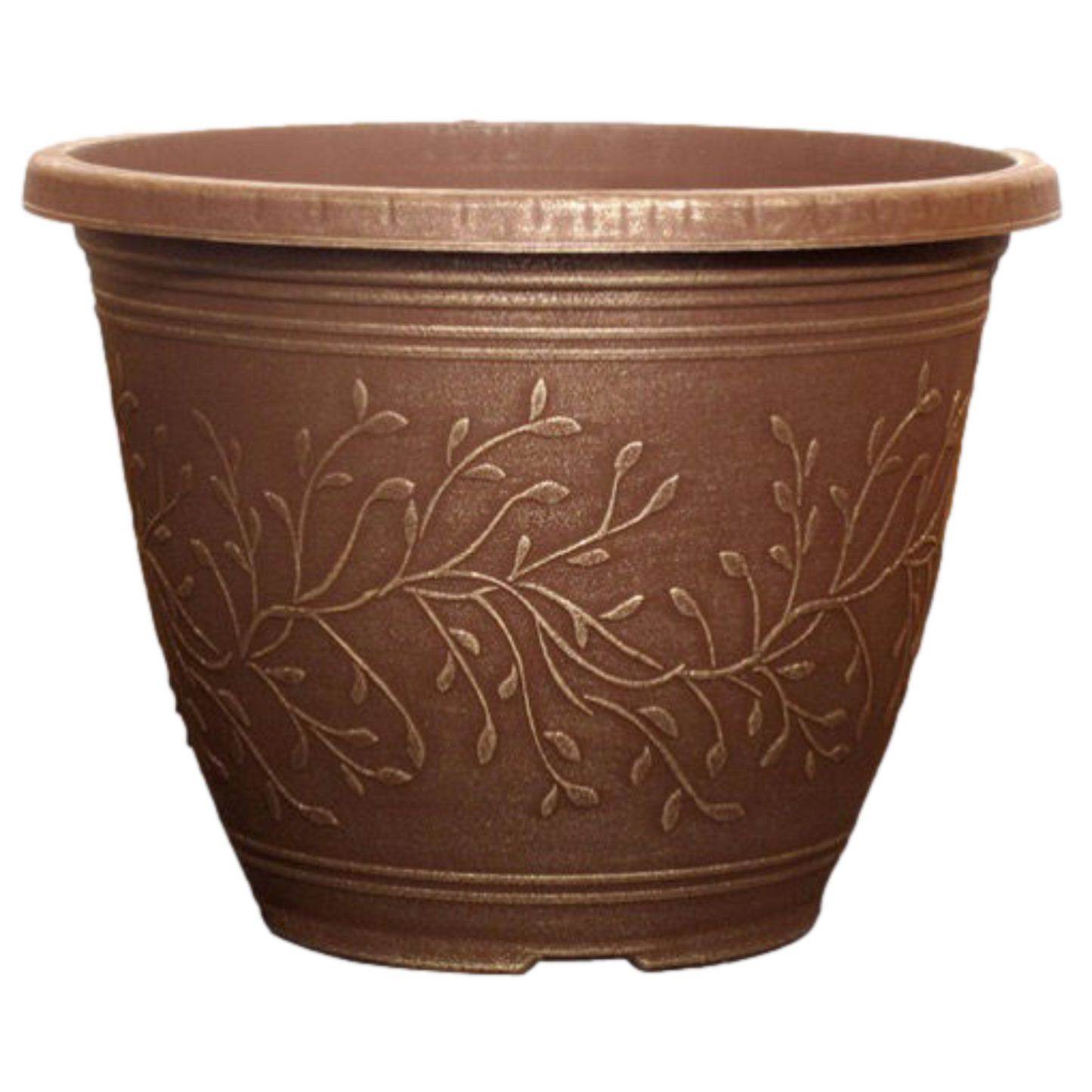 2Pc Round Linden Plant Pot 28cm Brass Verdigris Flower Deco Rim Garden Planter