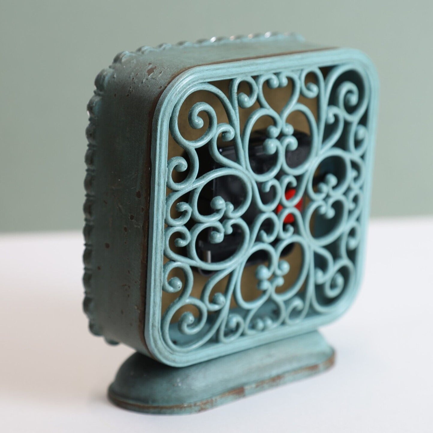 Green Verdigris Table Mantle Clock Feminine Women Gift Home Table Decor Diamante