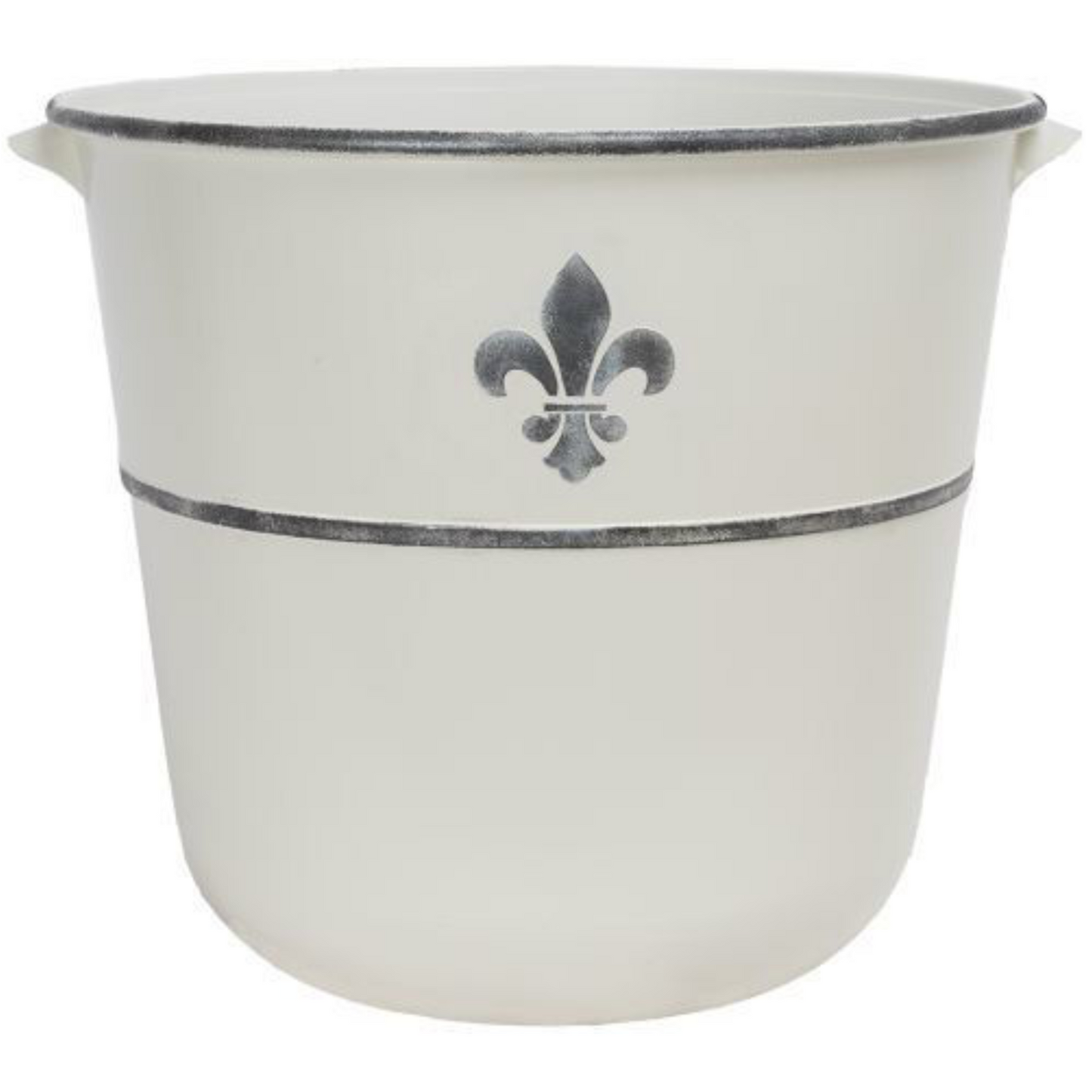 2Pc Milk Barrel Planter 30cm Brushed Pewter Ivory Plant Pot Indoor Garden Decor