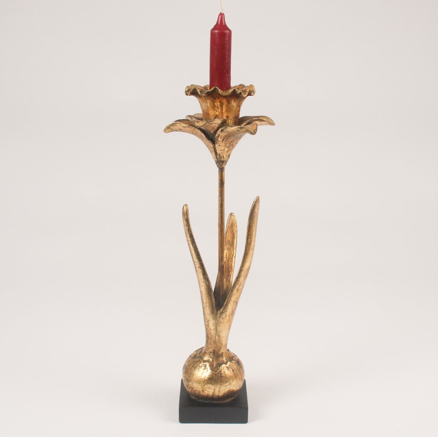 34cm Candle Holder Gold Resin Daffodils Flower Dinner Tapered Candle Holder