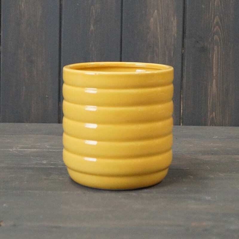 10cm Yellow Plant Pot Honey Bee Hive Design Planter Ceramic House Plant Pot