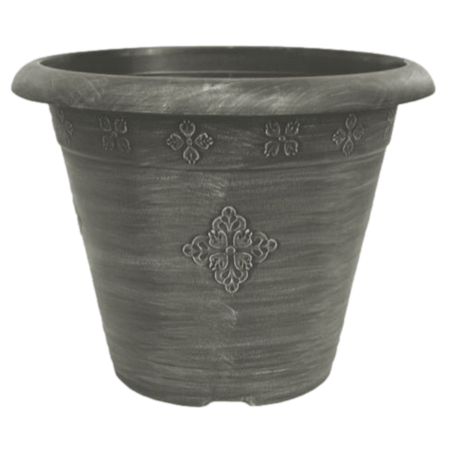 2Pc Silver Medley Planters 35cm Round Plastic Plant Pots 17L Garden Home Decor