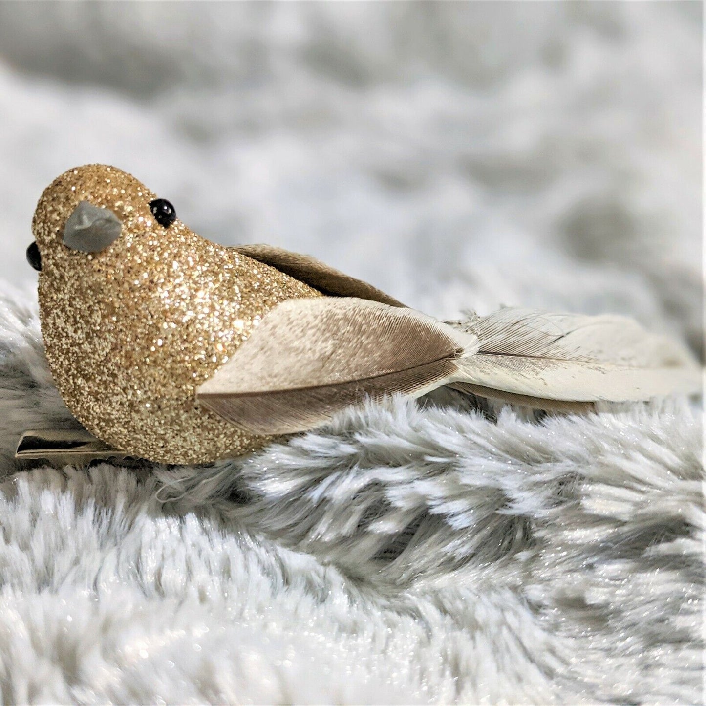 Set of 3 Christmas Tree Clip On Birds With Feathers Xmas Home Decor With Glitter
