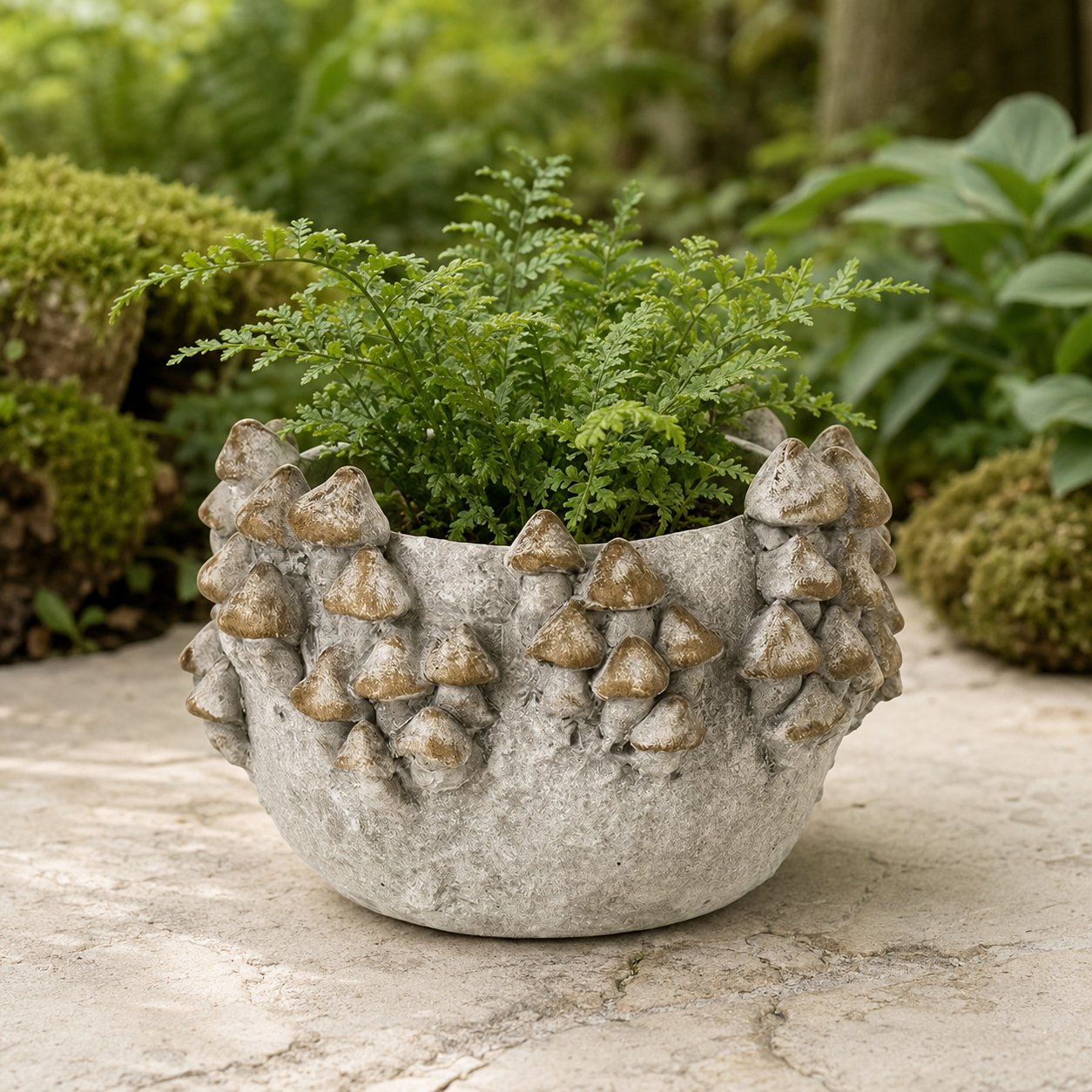 Cement Grey Mushroom Planter 15cm Fairy Garden Plant Pot Indoor Succulent Pot