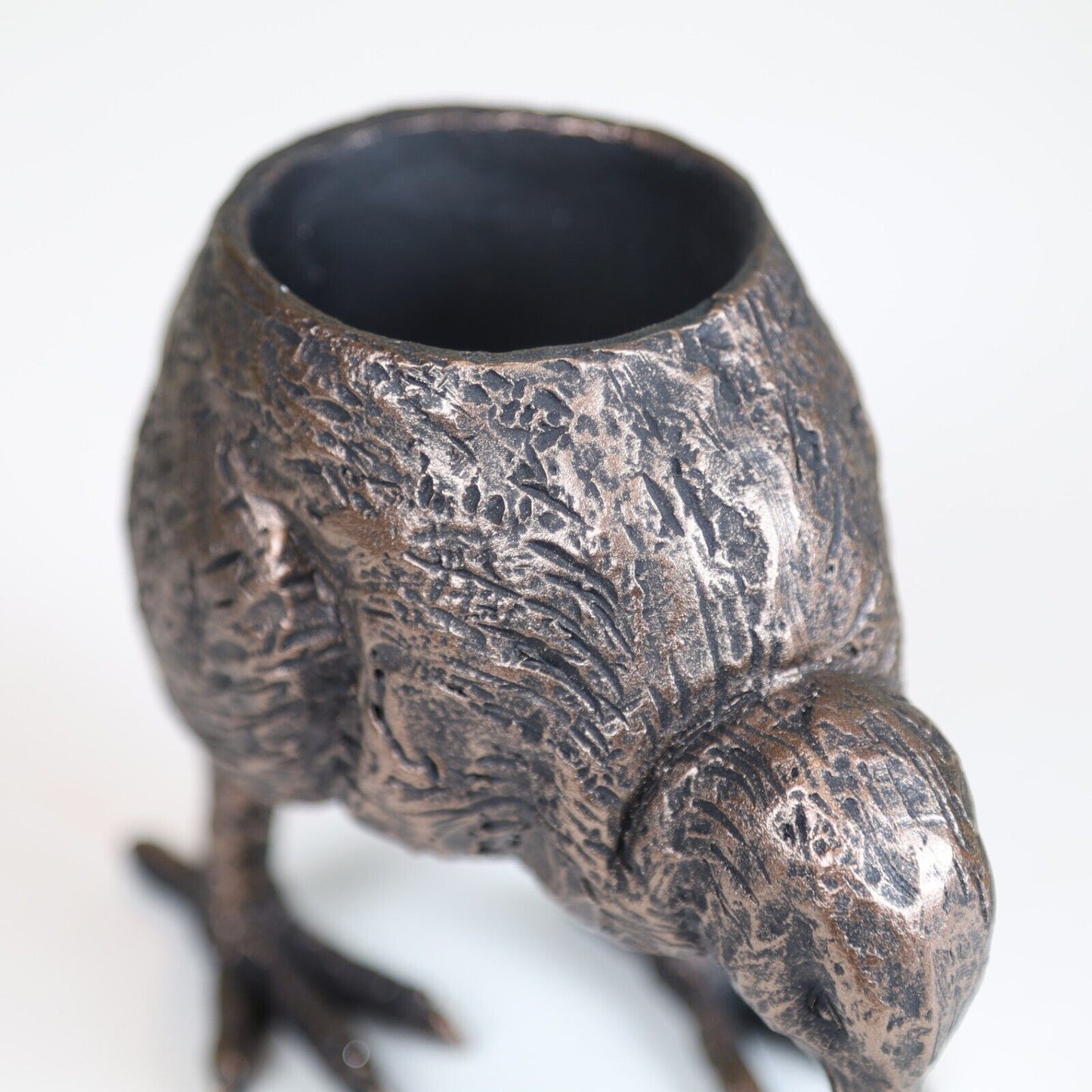 13cm Bird Salt Cellar Resin Salt Pot Aged Copper Finish Kitchen Handmade Pot