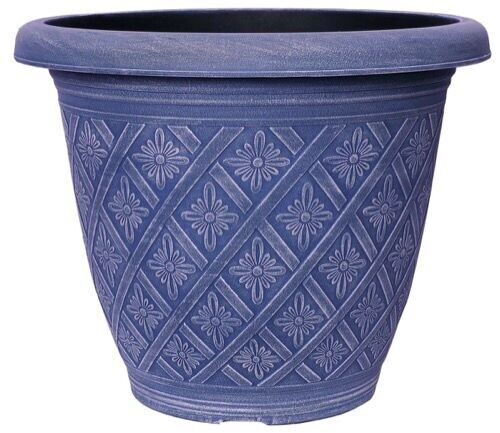 Planter Set of 3 Round 33cm Garden Plant Pot Woven Blue Outdoor Decorative Cover