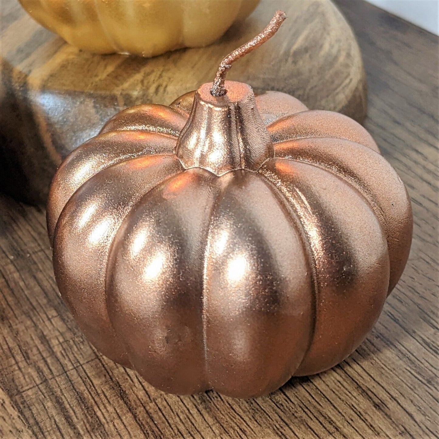 Pumpkin Gold Bronze Halloween Candles Pumpkin Shaped Wax Candles Autumn Decor