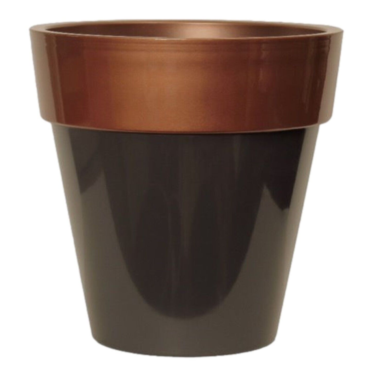 Round Plant Pot 30cm Garden Outdoor 11L Pot Planter Metallic Glossy Copper