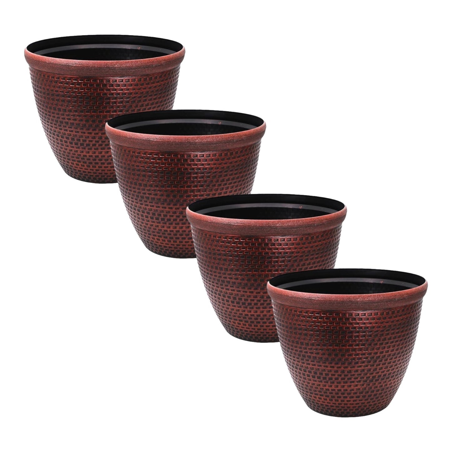 4Pc Plastic Cromarty Planter 30cm Antique Copper Pot 10L Garden Decor Plant Pot