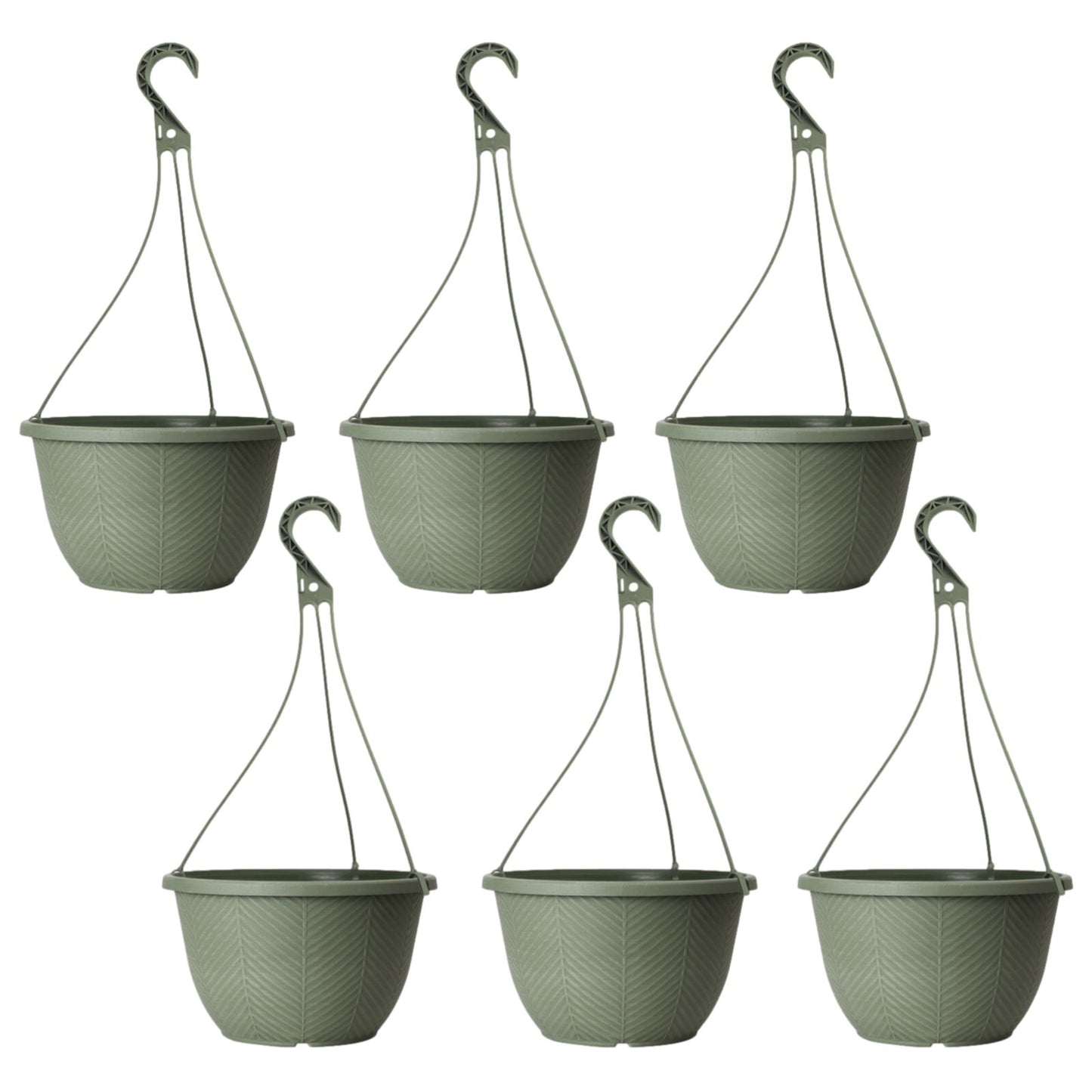 Round Plastic Green Hanging Basket 30cm Plant Pot 8L Home Garden Hook Planter
