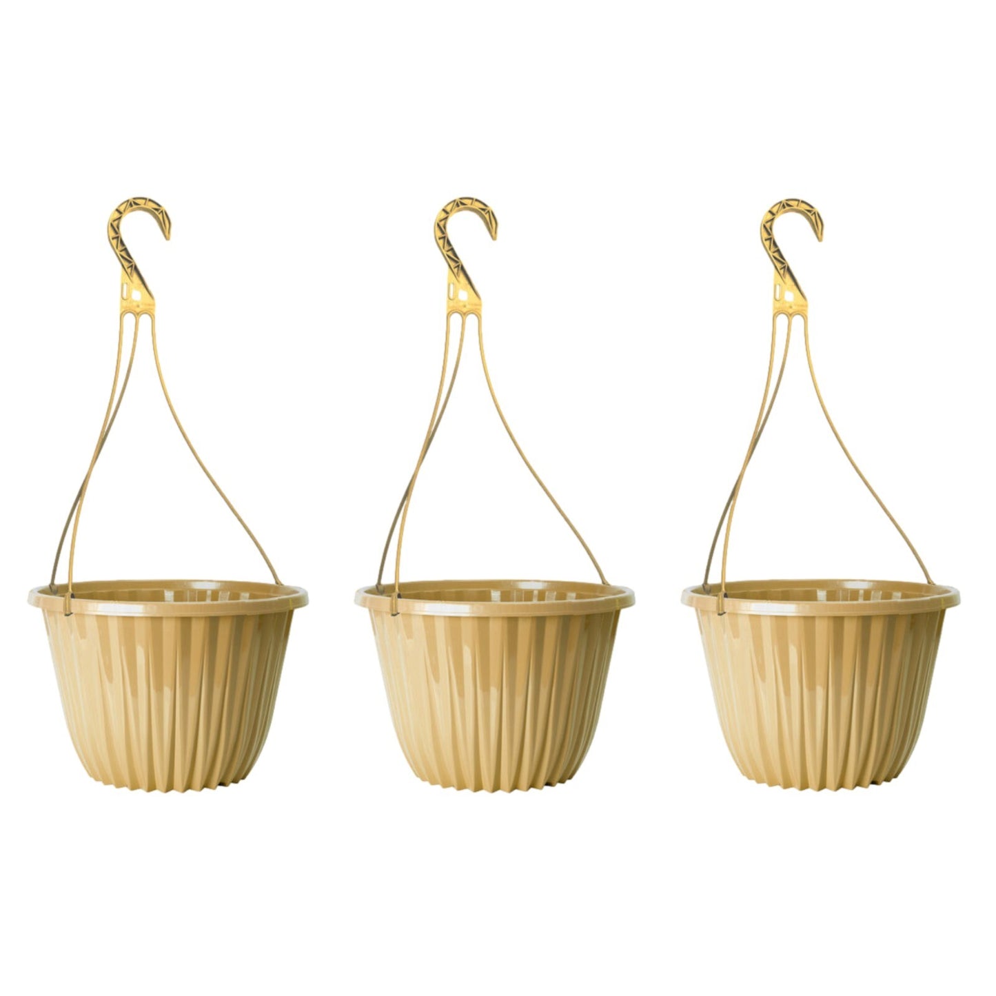 Plastic Yellow Hanging Basket 27cm Plant Pot 7L Home Garden Hook Planter Glossy