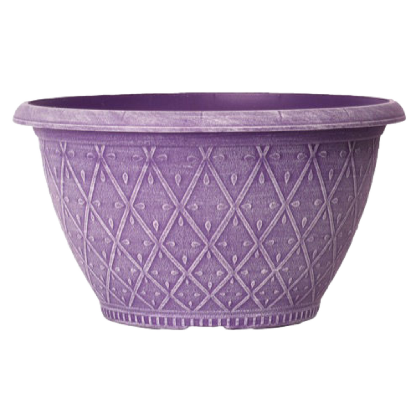 2Pc Round Plastic Bowl Planter 25cm Powdered Raisin 4L Home Garden Plant Pot