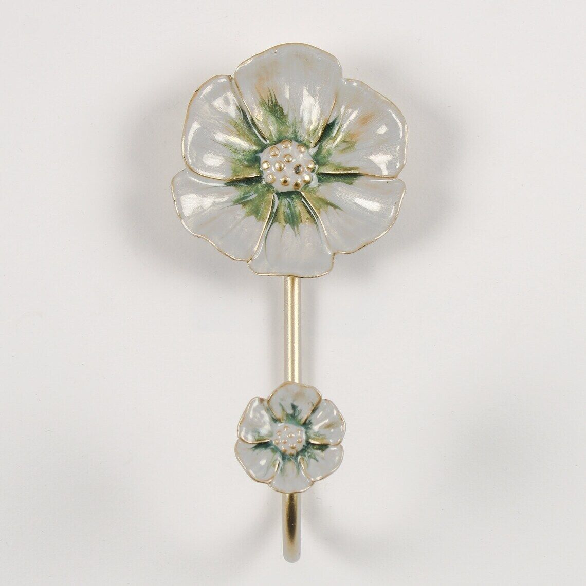 Meta Floral Wall Hooks Gold Enamel Hand Painted Petals Scarf Coat Hanger