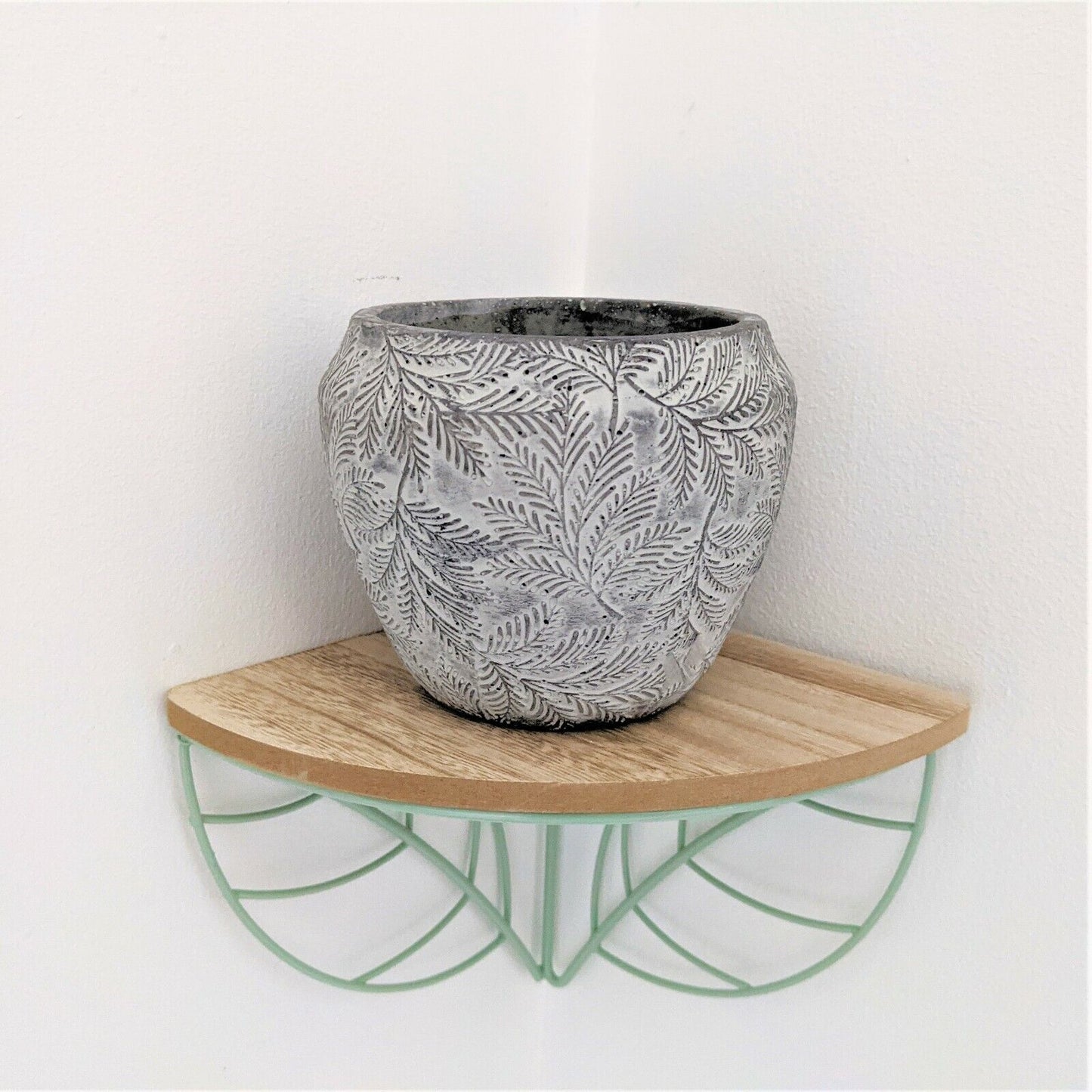 13cm Floral Embossed Leaves Concrete Indoor Plant Pot Holder Herb Cover Planter