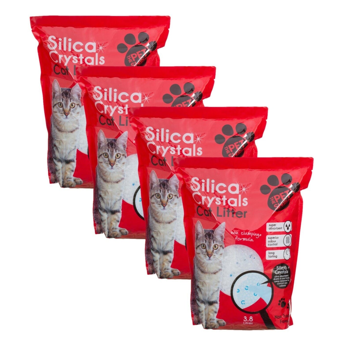 4x 3.8L Silica Crystals Cat Litter Moisture Odour Absorbent Anti Bacterial