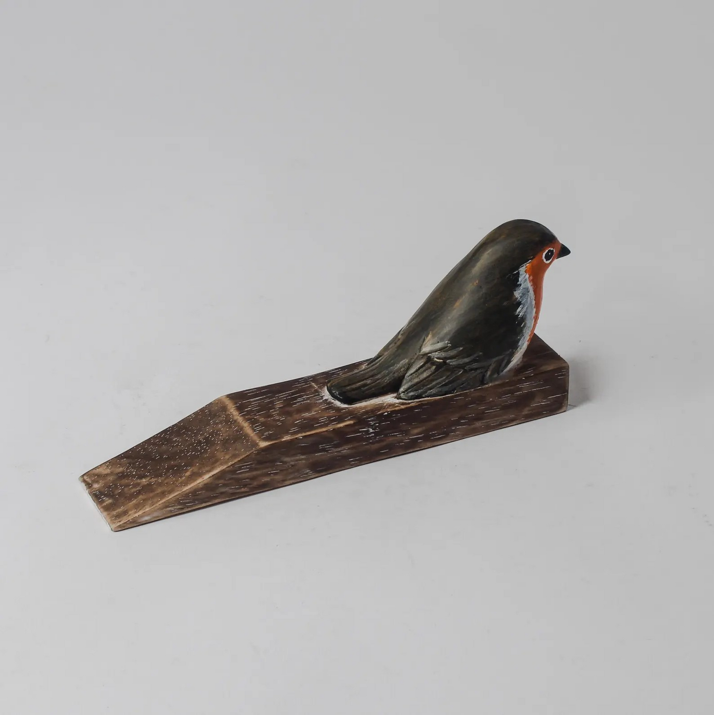Wooden Robin Door Stopper Hand Carved Bird Door Wedge Rustic Heavy Door Holder