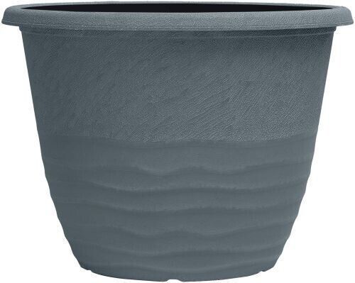 Planter Set of 2 Round 33cm Garden Plant Pot Country Lead Grey Deco Flower Cover