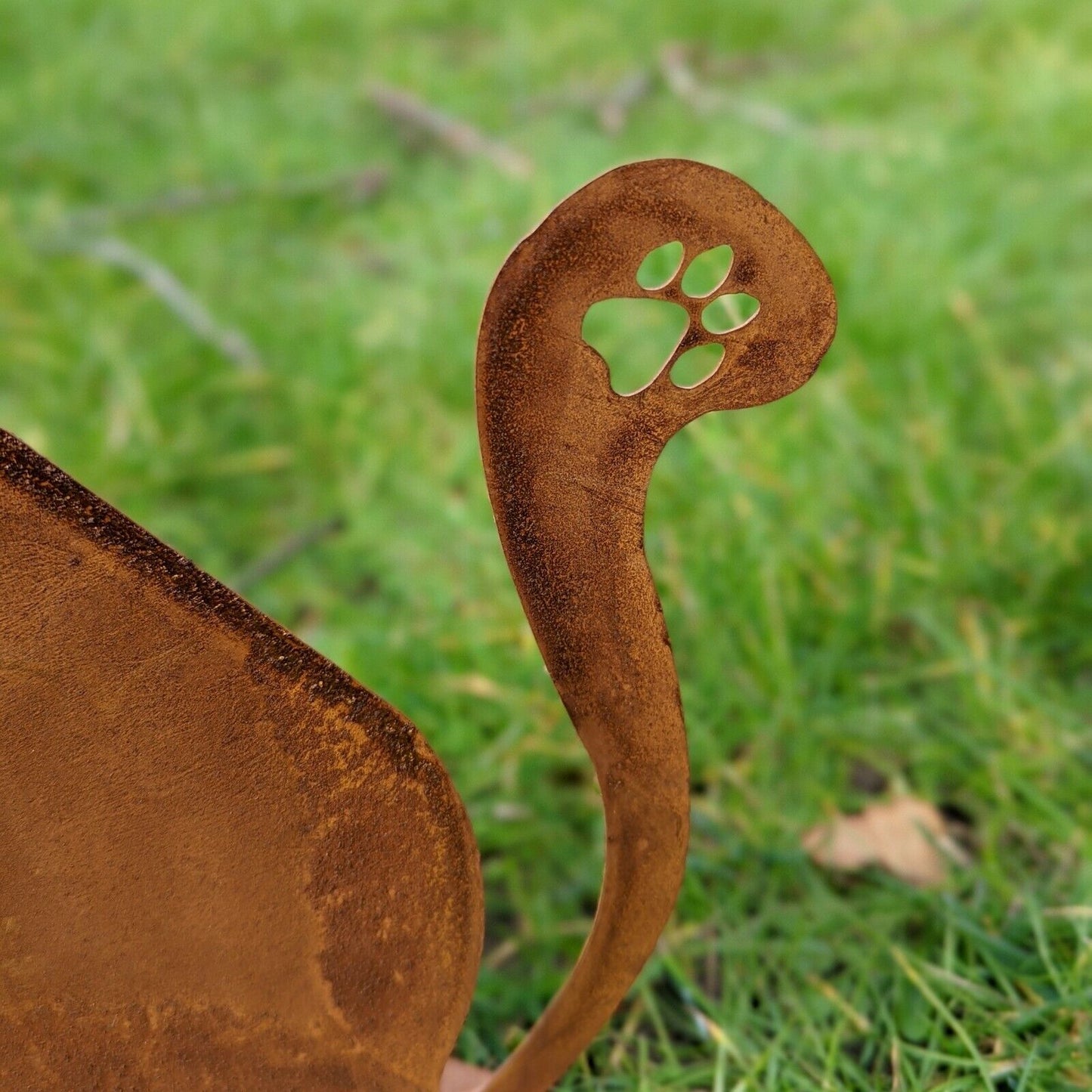 Silhouette Rustic Rusty Metal Cat Feline Garden Stake Fence Topper Ornament