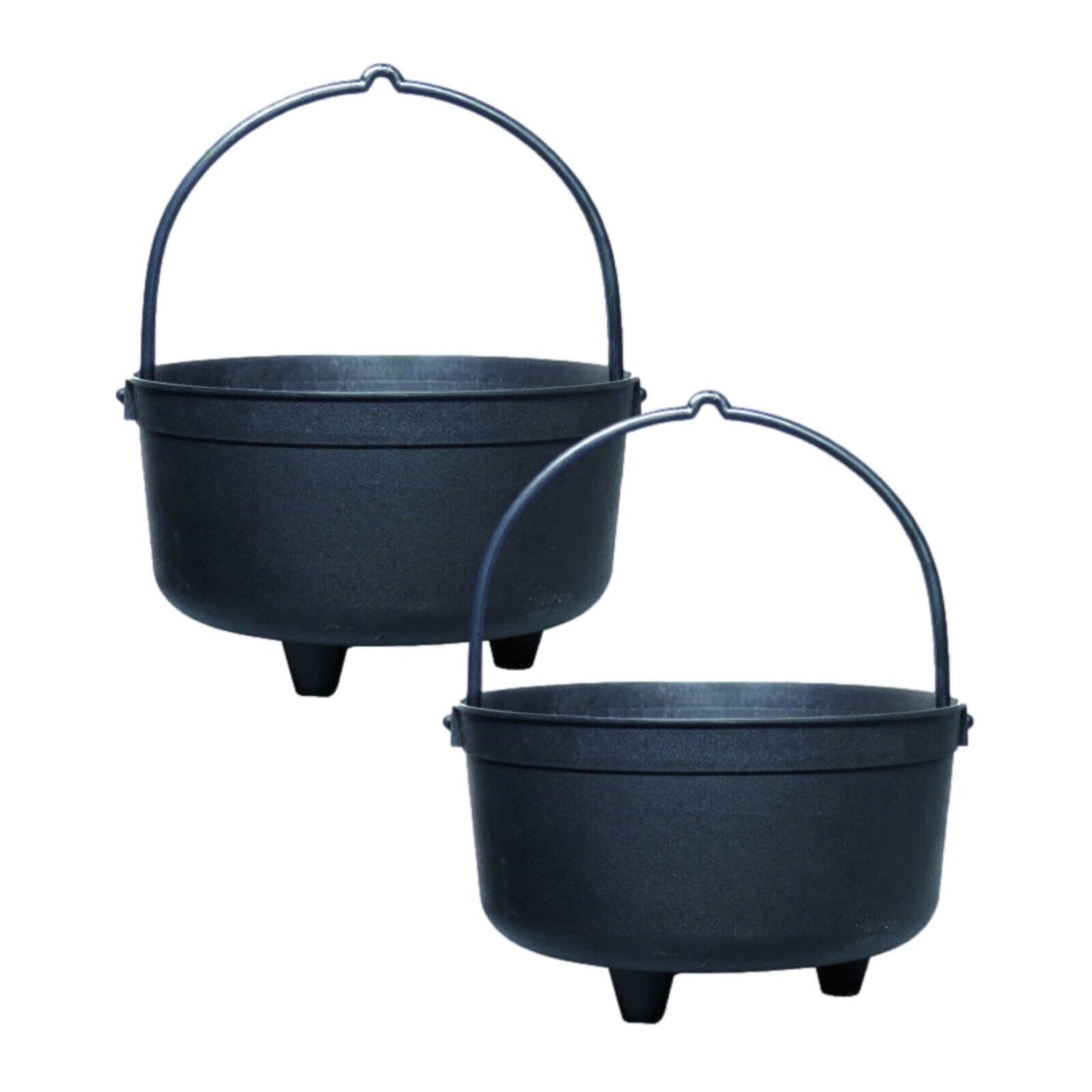 2Pc Footed Cauldron Planter with Handle 25cm Plastic 5L Plant Pot Treat Buckets