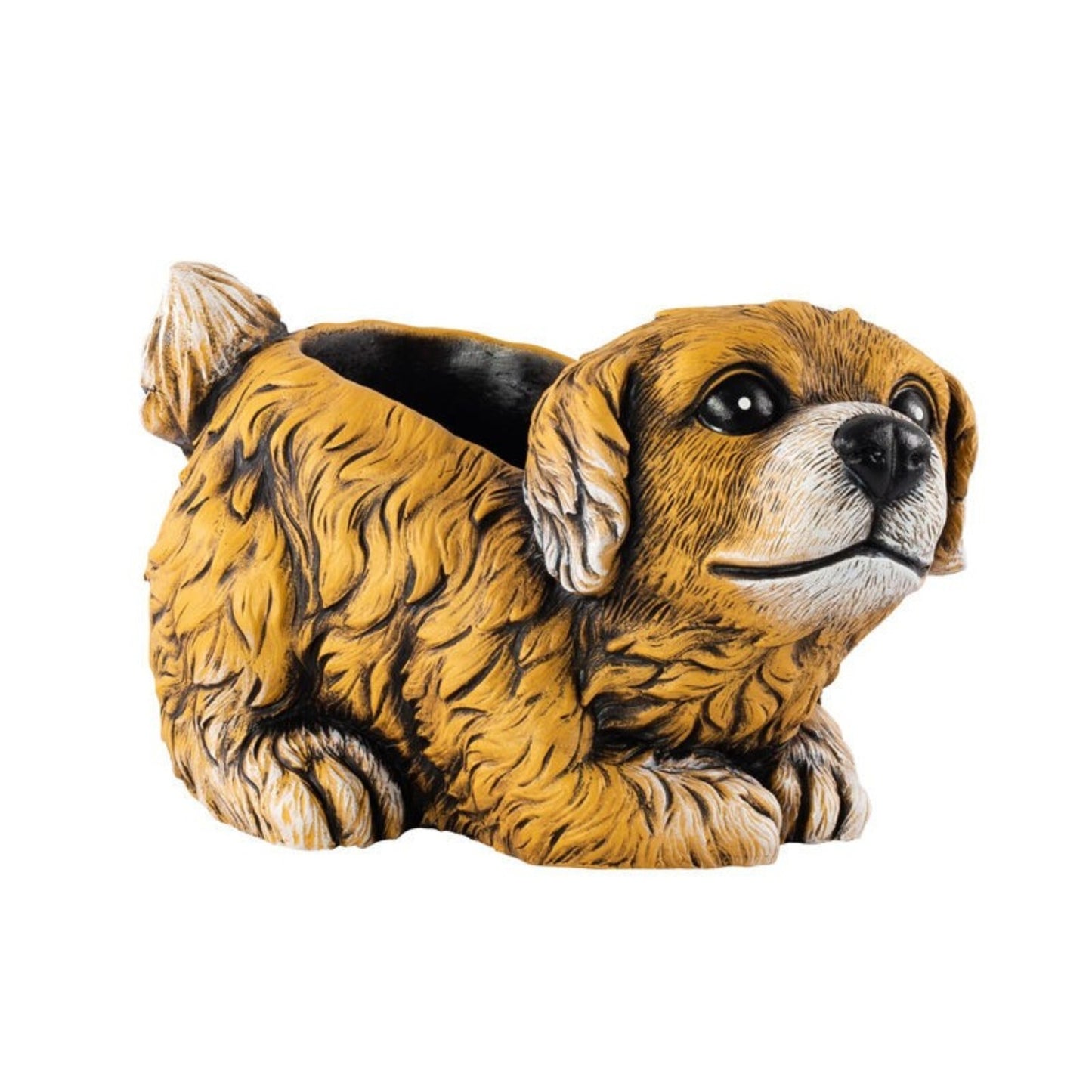 Playing Dog Plant Pot 20cm Brown Garden Planter Puppy Flower Pot Patio Outdoor