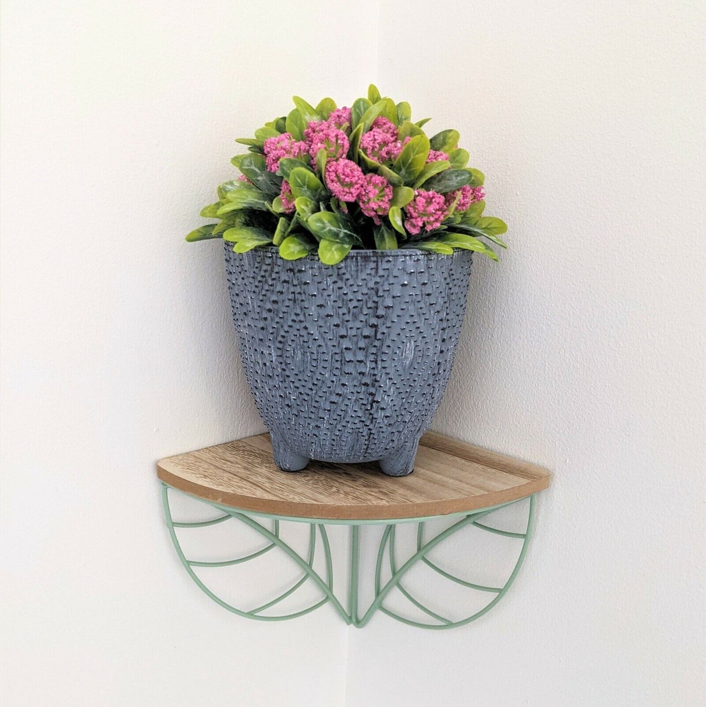 13.5cm Blue Dotty Ceramic Indoor Plant Pot Holder Herb Cover Planter On Legs