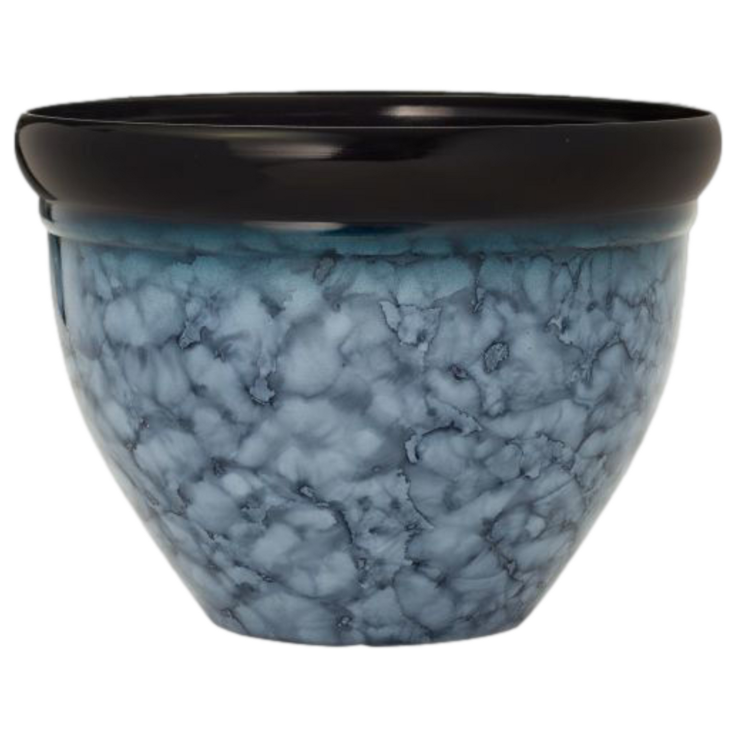 2Pc Round Plastic Petal Blue Plant Pots 23cm Bell Planters Squat 4L Garden Decor