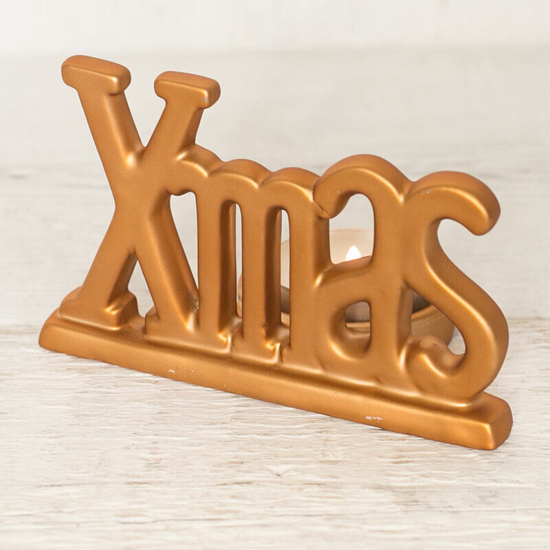 11cm Porcelain Gold Tealight Holder Tealight Ornament Christmas Decoration