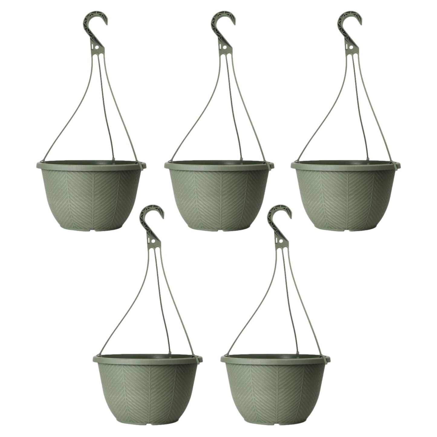 Round Plastic Green Hanging Basket 30cm Plant Pot 8L Home Garden Hook Planter