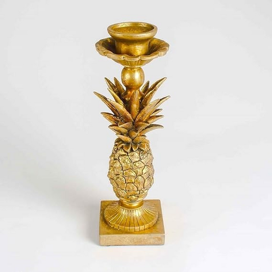 Gold Resin Pineapple Candle Holder 27cm Tropical Dinner Tapered Fruit Ornament