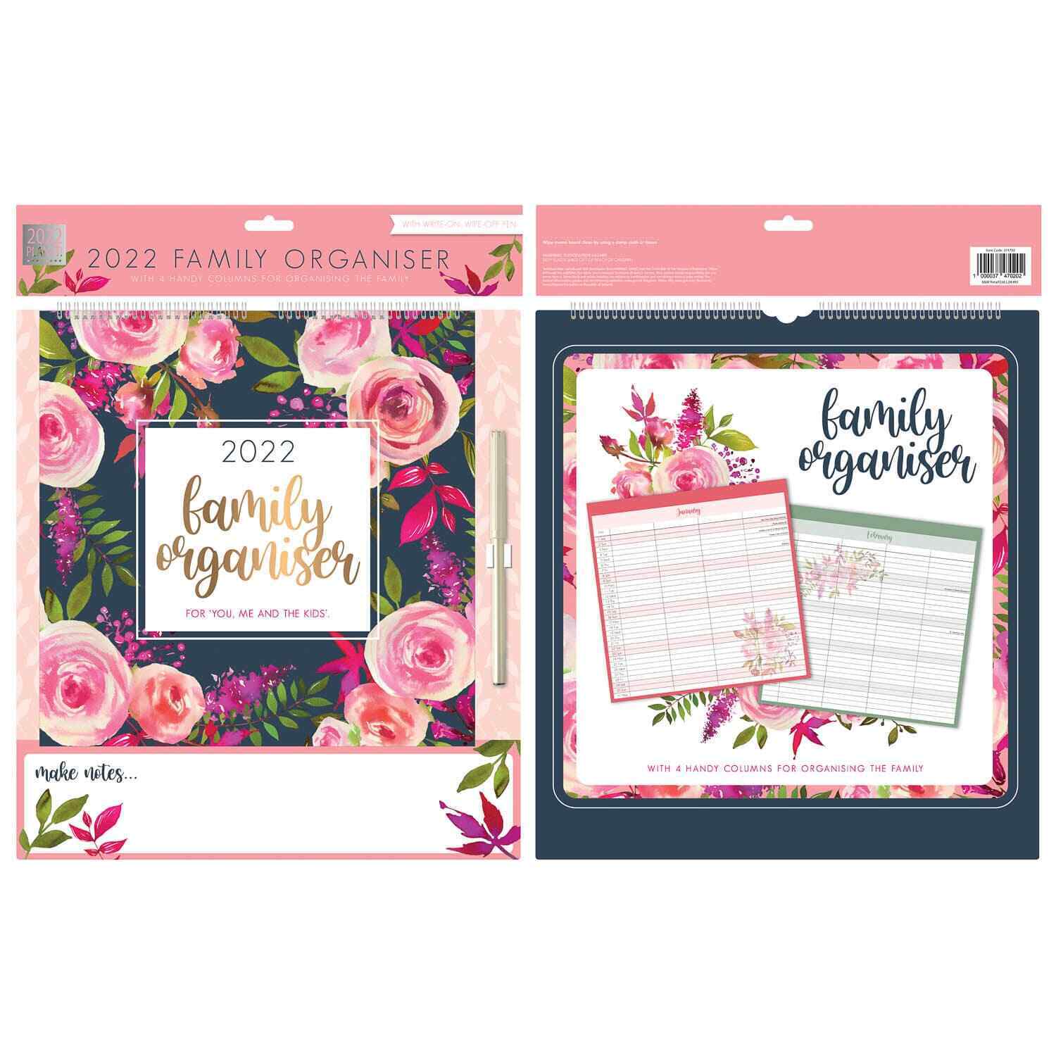2022 Family Organiser Planner Calendar Hanging Memo Board Mum's Diary Notes