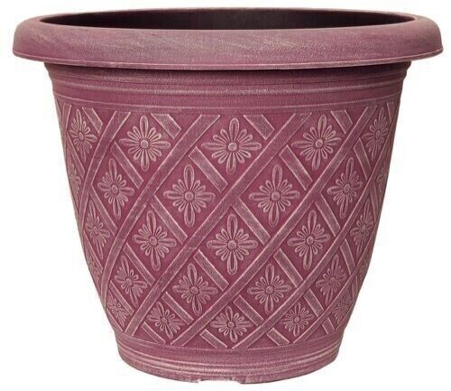 6pc Round 33cm Garden Plant Pot Woven Purple Blue Pink Flower Outdoor Planters