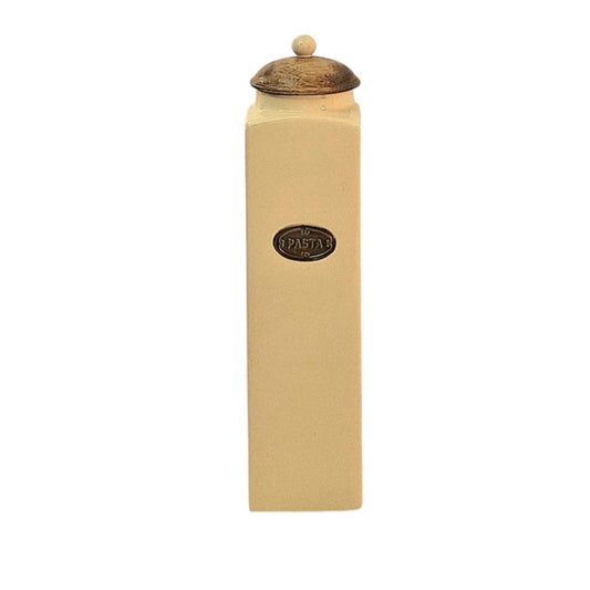 Ceramic Cream Pasta Jar with Handcrafted Mango Wood Lid Kitchen Shelf Storage