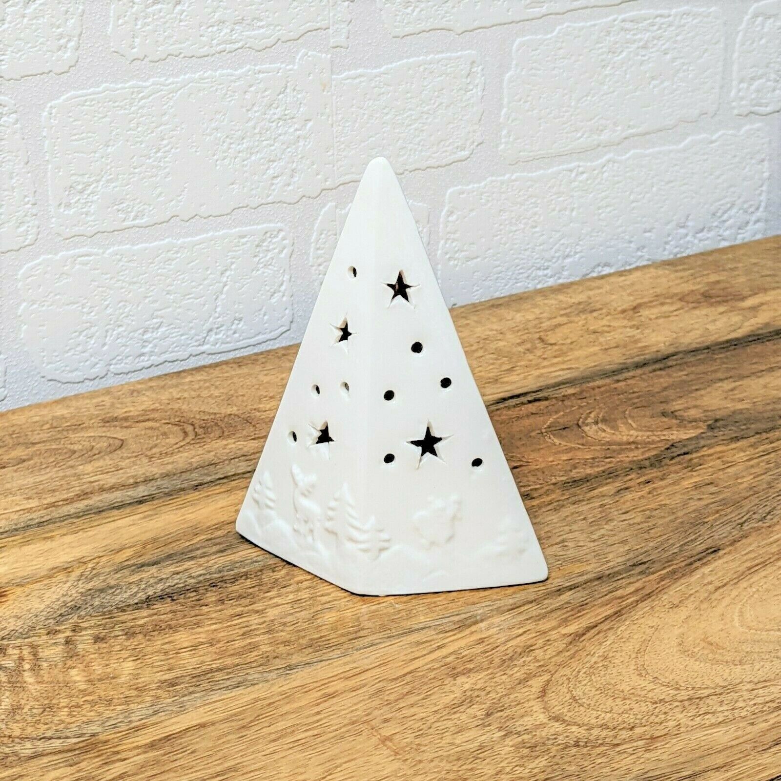 Ceramic LED Light Up Christmas Tree Warm White Standing Xmas Decor Ornament 14cm