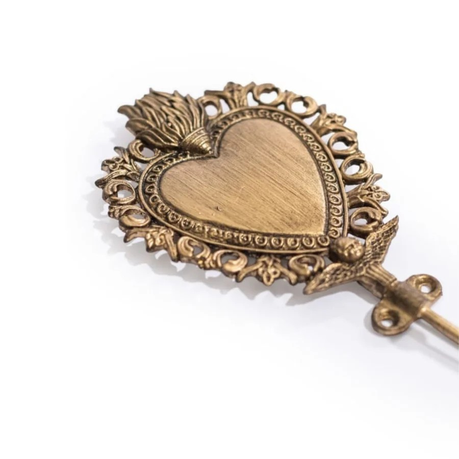 Metal Coat Hook Sacred Heart Antique Gold Wall Mounted Gothic Catholic Key Hook