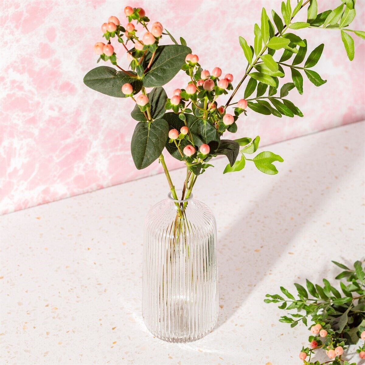 Tall Fluted Glass Vase Glass Sodalime Vase Table Display Flowers Display Holder