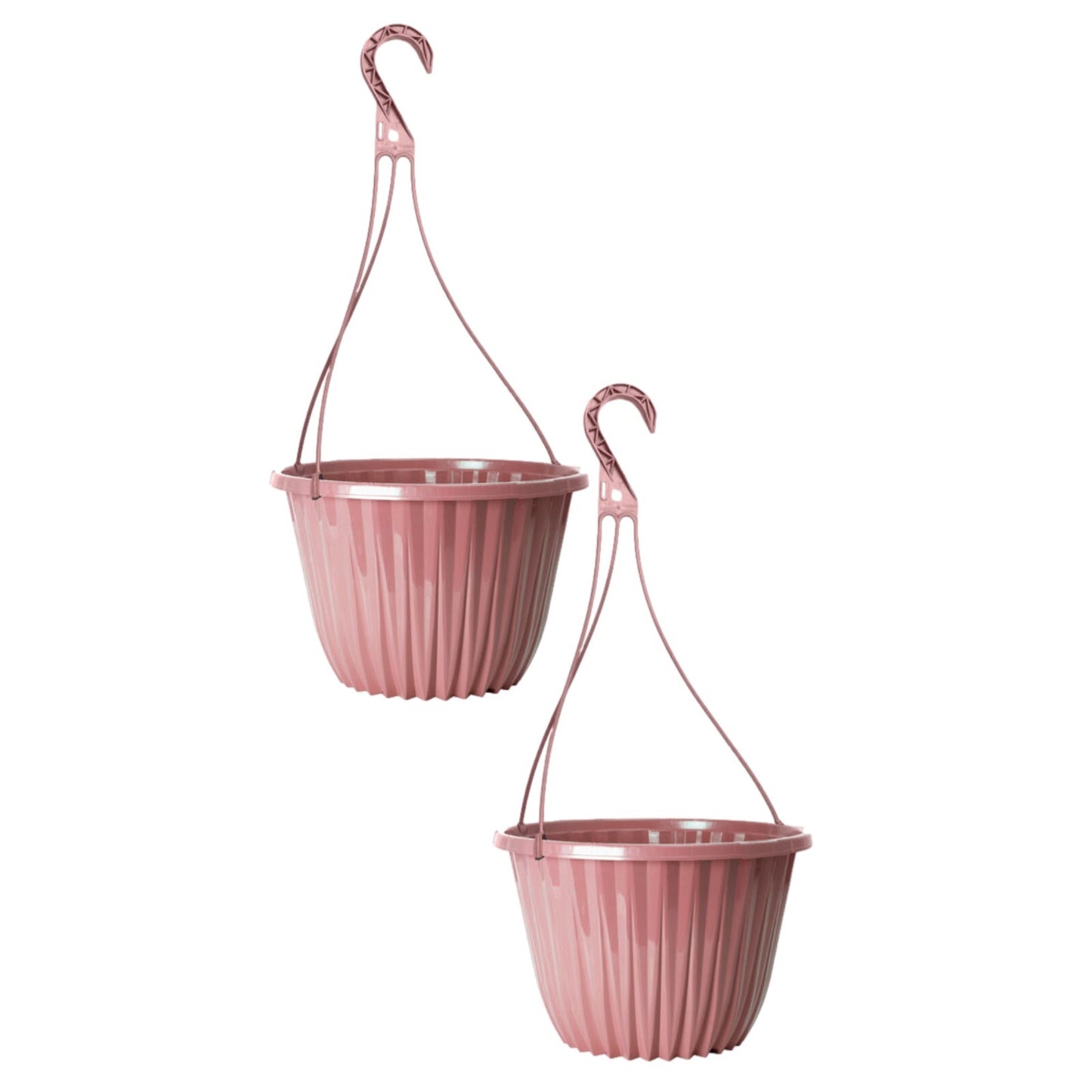 Plastic Pink Hanging Basket 27cm Plant Pot 7L Home Garden Hook Planter Glossy