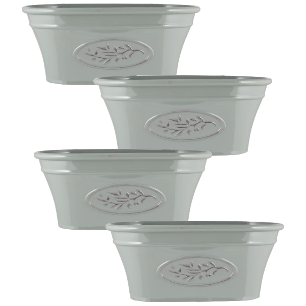 4Pcs Garden Trough Olive Grey Plant Pot Bowl Plastic Planter Bowl Trough Pots