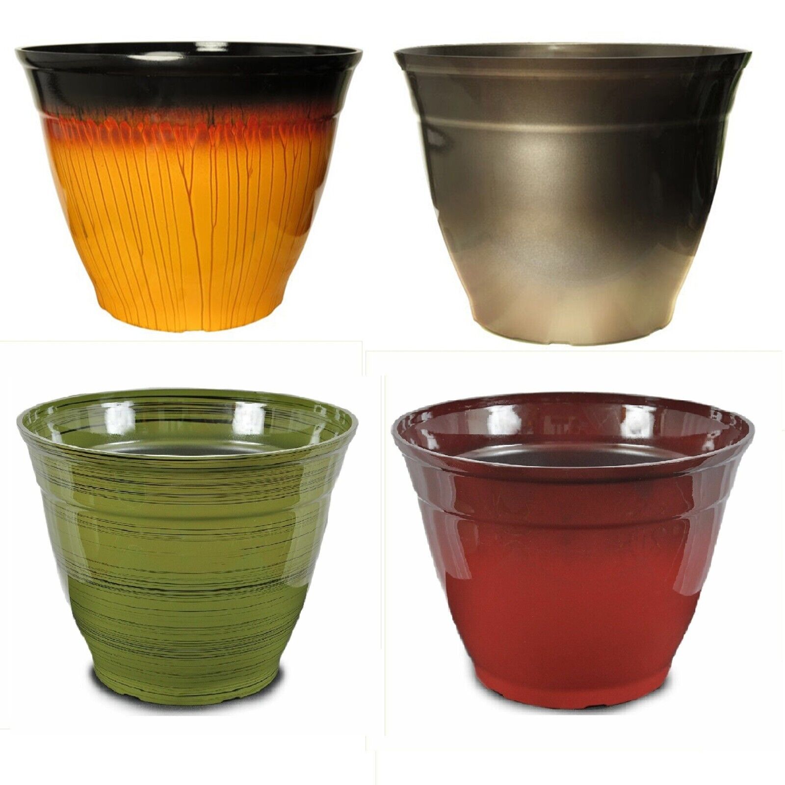 22L Large Plant Pot 38cm Tall Round Plastic Planter Outdoor Garden Flower Tree