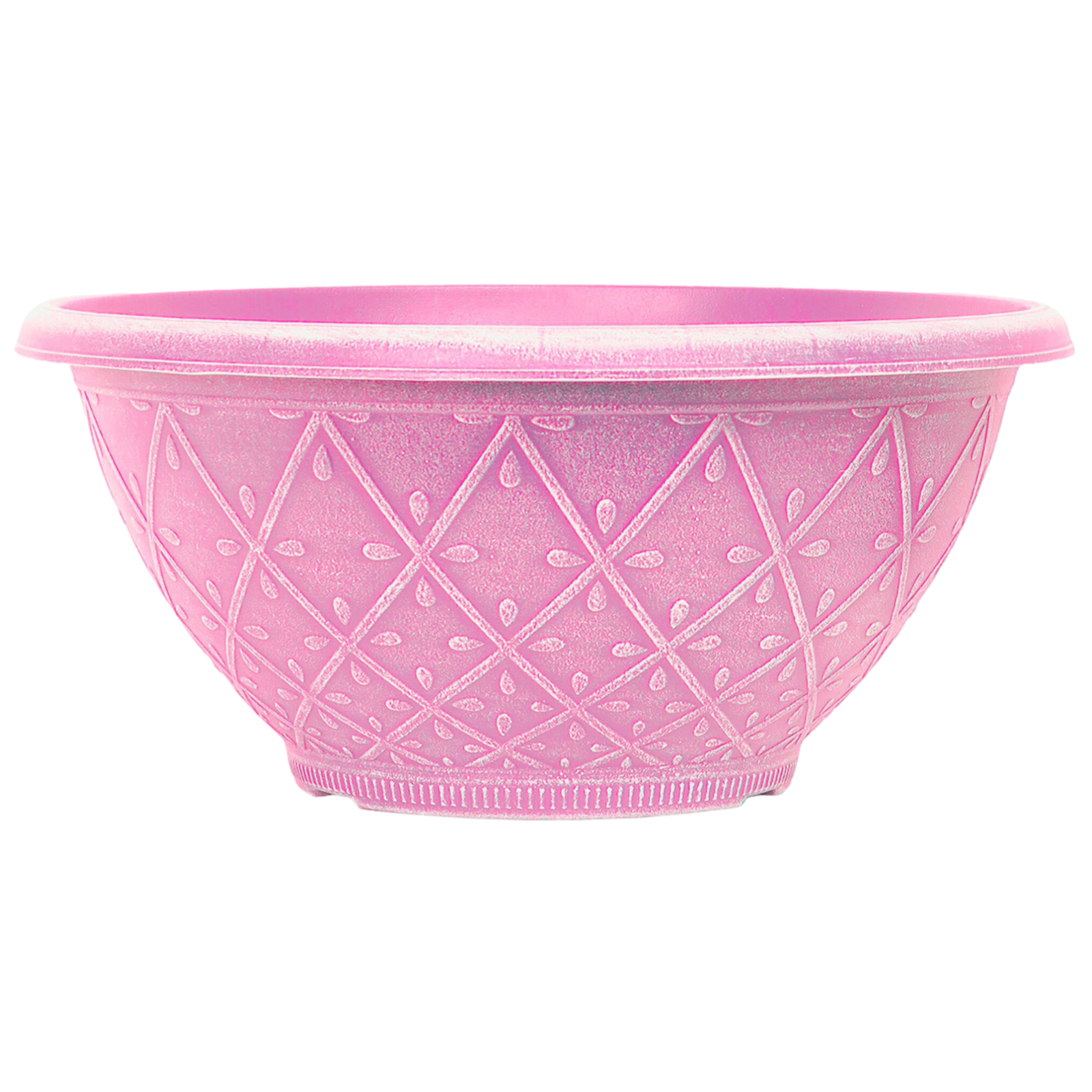 2Pc Plastic Prisma Bowl Planter 30cm Powdered Raspberry Pink 6L Garden Plant Pot
