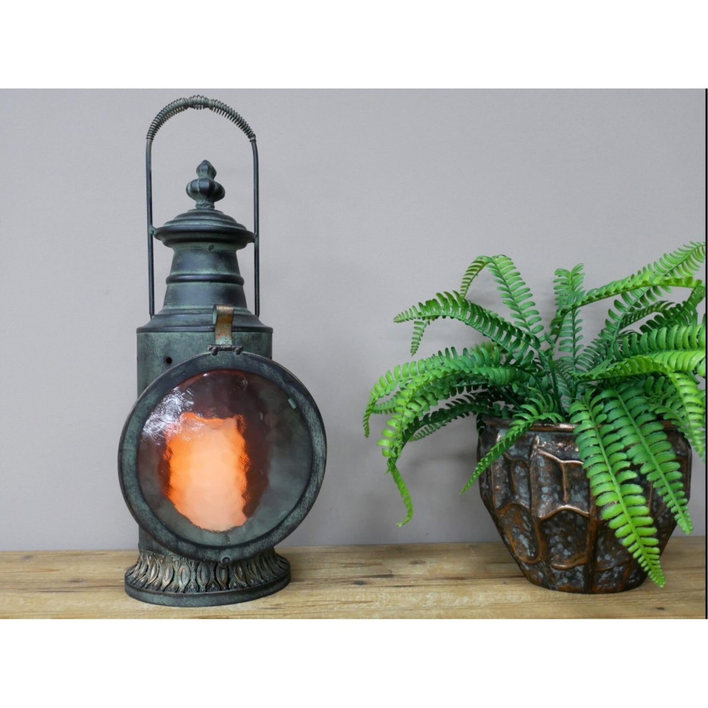 Metal Lantern Vintage Style Old Railway Home Candle Holder Glass Light Lamp Gift
