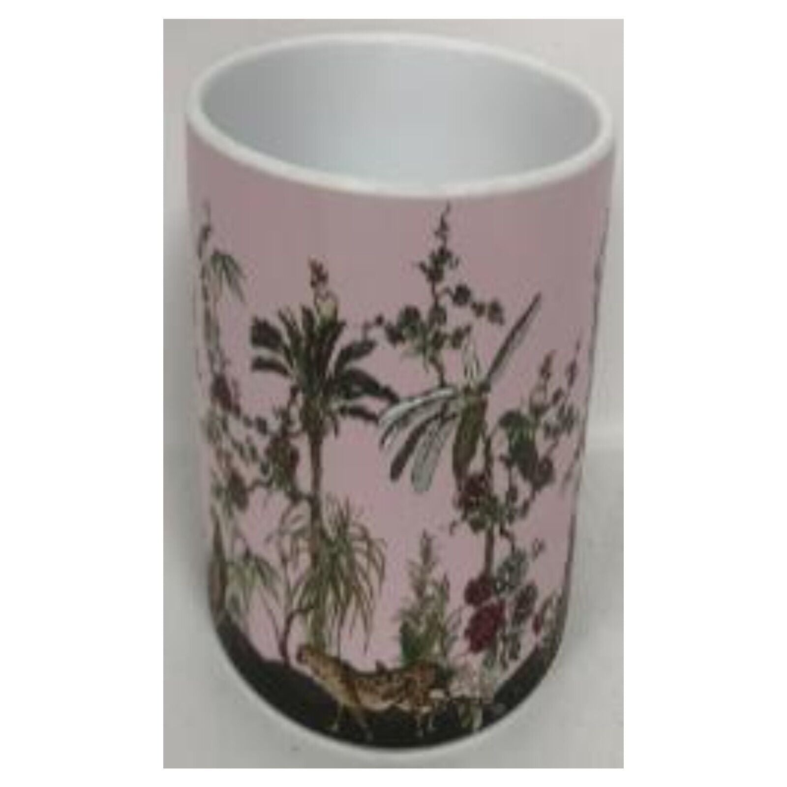 Ceramic Pink Planter Jaguar Jungle Palm Tree Scene Indoor Home 12cm Plant Pot