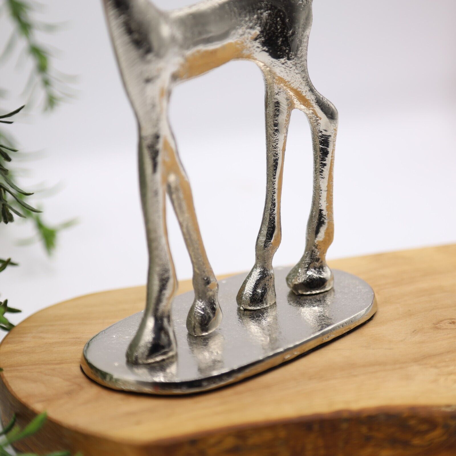 Silver Aluminium Deer Antler 33cm Christmas Home Decor Reindeer Statue Ornament