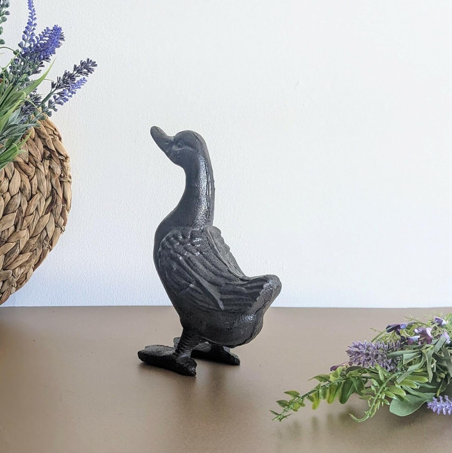 Cast Iron Duck Garden Ornament Rustic Bird Statue Farmhouse Patio Pond Wildlife