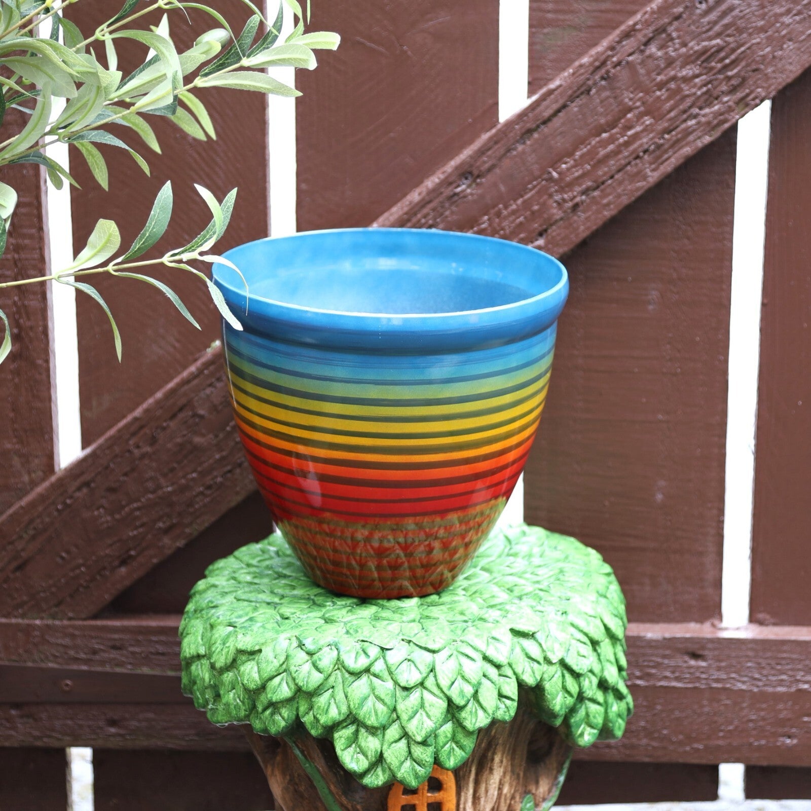 2Pc Round Plastic Rainbow Plant Pot 38cm Outdoor 25.L Home Garden Planter Cover