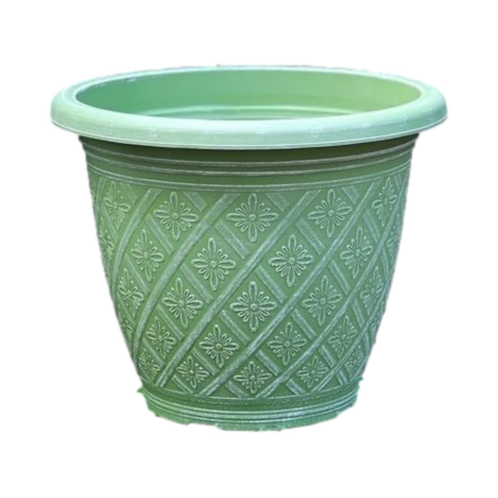 Round Plastic Plant Pot 40cm Weatherproof 23L Woven Flower Garden Decor Planter