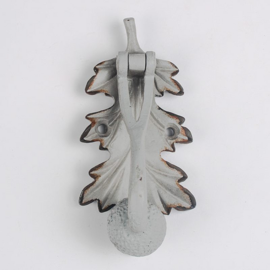 Door Knocker Metal Acorn and Leaf Antique Grey Cast Vintage Country Shabby Chic