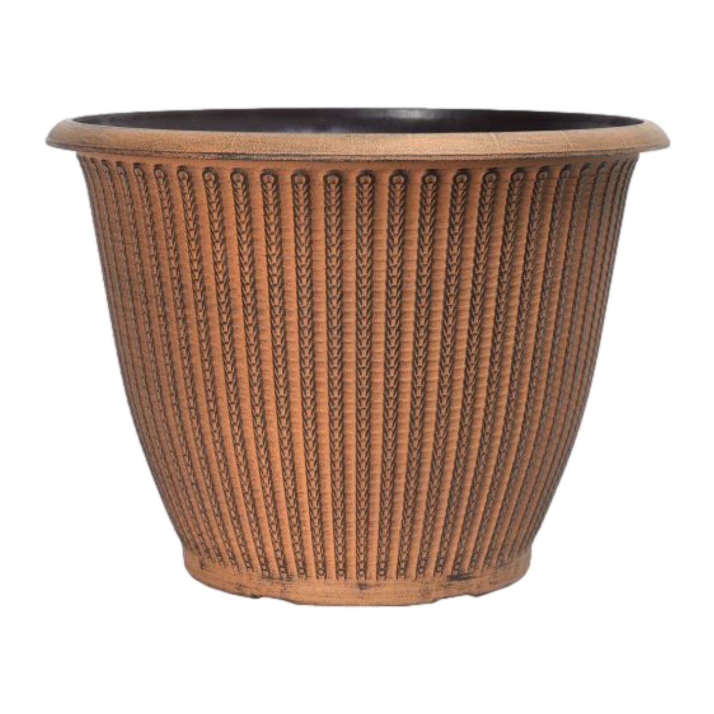 Round Plastic Orange Plant Pot 32cm Braided 12L Garden Outdoor Planter Cover Pot