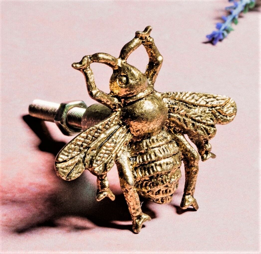 8X Gold Bee Vintage Metal Drawer Cupboard Pull Door Handle Knob Furniture Handle