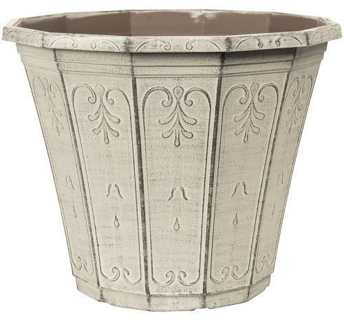 Round Plastic White Calista Planter 30cm Vintage Rust 9.5L Home Garden Plant Pot